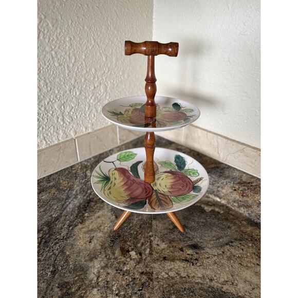 Vtg MCM Ironstone Royal Sealy Tiered Serving Plate Set Japan Hostess Server EUC - Picture 1 of 9